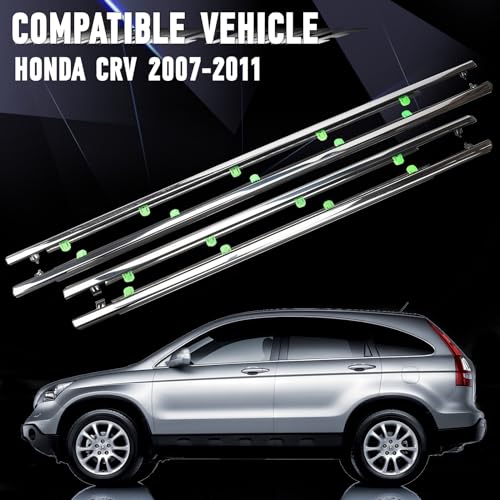 Door Window Trim Seal Weather Stripping Moulding Belt Glass Sweep Felt Kit Fit Honda CRV CR-V 2007 2008 2009 2010 2011 Replaces 72410-SWA-A01 72450-SWA-A01 72910-SWA-A01 72950-SWA-A01(Chrome) - size: Crv 2007-2011