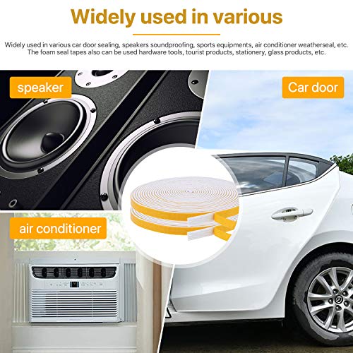 Door Weather Stripping-2 Rolls, 1/4 Inch Wide X 1/16 Inch Thick Total 26 Feet Long, Adhesive Soundproof Foam Seal Tape for Windows and Doors(13ft x 2 Rolls) - size: 1/4" (W) x 1/16" (T) x 26' (L)