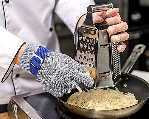 Schwer ANSI A9 Cut Resistant Glove, Food Grade Stainless Steel wire Mesh Metal Gloves, Knife Cutting Gloves for kitchen Mandoline Slicing Butcher Meat Cutting Oyster Shucking Fish Fillet(M, 1 PCS) - size: Medium (Pack of 1), style: 2.0 Steel Wire+hppe