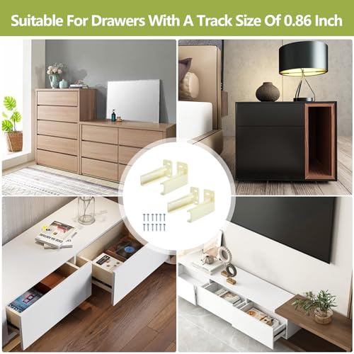 2 Pair Drawer Side Track Brackets, Face Frame Sockets for Drawer Slides, Plastic Cabinet Pull Out Shelf Slides Hardware Bottom Mount, Fits 0.86 Inch Drawer Slide, C-Shaped