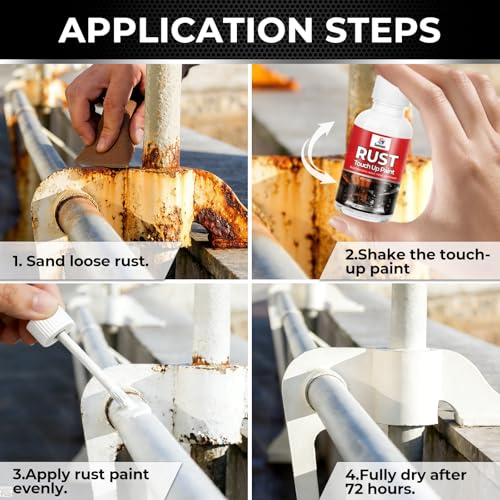 Rust White Touch Up Paint, Multi Surface Acrylic White Touch Up Paint Pen Scratch Repair for Rust Metal,Walls,Cabinets,Appliances,Wood,Door,Furniture,Enamel, High Temperature Heat Resistant, 1.5 Fl Oz