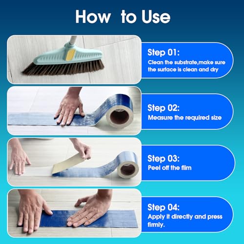 Blue Waterproof Butyl Sealant Tape with Strong Adhesive,Heavy Duty Duct Tape for Pool Cover,Pool Liner Repair,RV Awning,Camper Patch,Pipe,Boat Leak Sealing,Roof Crack and Holes,Gutters Fix(4" x 16Ft) - size: 4In*16Ft