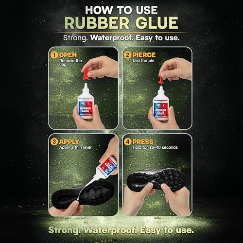 Adhesive Guru Rubber Glue (4x0.7 oz) - Heavy Duty Super Glue for Rubber, rc Tires, Shoes, Soles, Seals, Gaskets & DIY Fast-Bonding & Weatherproof Glue for Automotive & Crafts - 4 Pack - size: 4 Pack, style: Rubber Glue