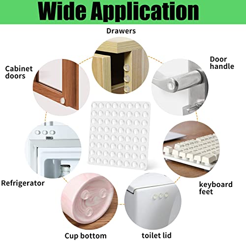 TCPENG® 100PCS Clear Rubber Feet, Small Self Adhesive Pads, Sticky Rubber Dots, Non-Slip Cabinet Stoppers, Furniture Buffers — Hemispherical Silicone Pads for Door Furniture