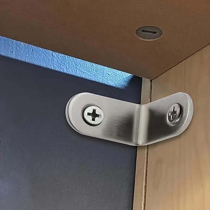 30PCS Heavy-Duty Stainless Steel L-Shaped Brackets Set with Screws - for Wooden Furniture, Tables & Chairs, Silver - color: Silver
