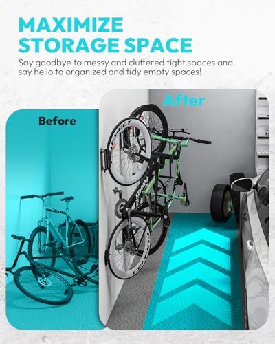 Swivel Bike Wall Mount Bike Rack Garage Organizer, Vertical Bike Hanger for Bicycle Rotating Wall Rack, Easy Installation with Wheel Hook (2 PACK) - size: 2 PACK