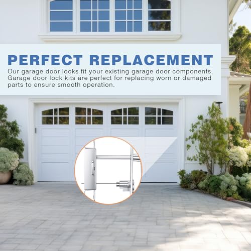 MorningRo 1 Set Garage Door Lock Kit Universal L-Handle Lock with Inside Side Latch Keys Garage Door Repair Parts Replacement Hardware Kit for Home Improvement