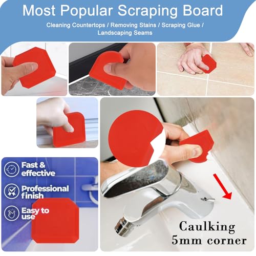 4-Piece Caulking Tool Kit, Silicone Sealant Remover and Smoother Set for Kitchen, Bathroom, Floor