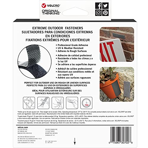 VELCRO Brand Extreme Outdoor Mounting Tape | 20Ft x 1 In, Holds 15 lbs | Strong Heavy Duty Stick on Adhesive | Mount on Brick, Concrete for Hanging, 30702 - size: 20 feet x 1 inch (Pack of 1)