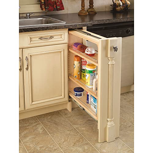 Rev-A-Shelf Pullout Shelf Organizer for Base Kitchen or Bathroom Cabinets, Wood Filler Pantry Storage or Spice Rack, Maple, 6" x 23" x 30", 432-BF-6C - size: 6" W