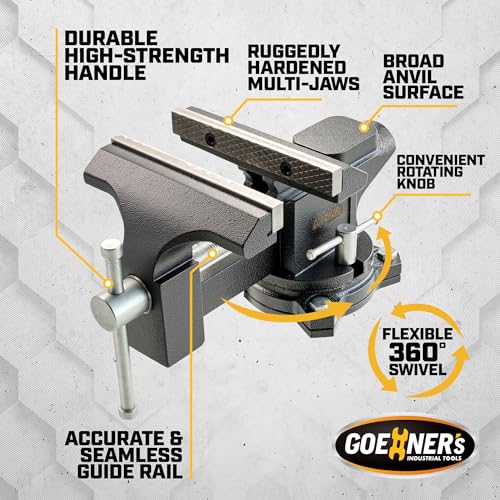 6-Inch Bench Vise Heavy duty Vice for Workbench, Utility Combination Pipe Table Vise Forged Steel Construction and Swivel Base - size: 6 Inch