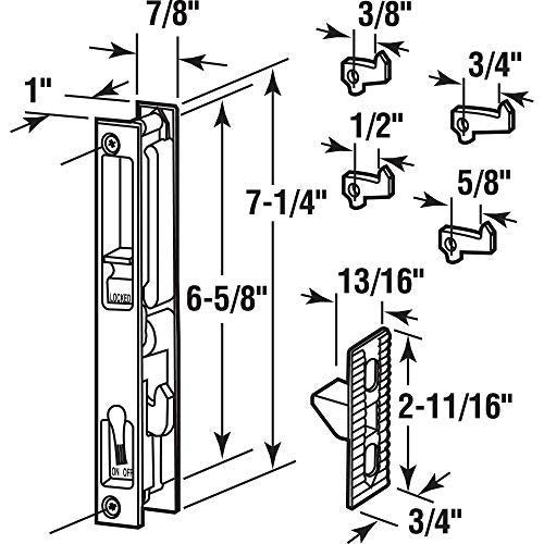 Prime-Line C 1226 Diecast Non-Keyed Patio Sliding Door Handle Set for 1 In. to 1-1/8 In. Thick Sliding Glass Doors, White (Single Pack)