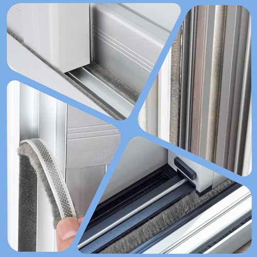 Weather Stripping Door Seal 2 Pack 0.4in Thick x 0.4in(W) x 33FT,Grey Brush Self Adhesive Brush Seal Tape for Door Window Draft Stopper Noise Blocker Sliding Door - size: 2 Pack 0.4"x 0.4" x33FT