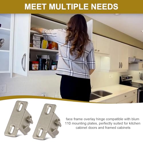 Hinge Mounting Plate Replacement for Blum 1 3/8" Overlay 110 Degree Compact 33 Edge, Edge Mount Plates for Blum Face Frame Overlay Hinge, Hinges for Cabinet Doors, Soft Close Hinges(2 PCS)