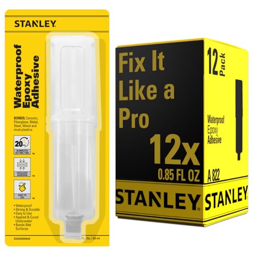 STANLEY Marine-Grade Epoxy - Underwater, Quick Cure, Weather and Temperature Resistant - 0.85 oz - 12 Pack - size: 12 Pack, style: Marine-Grade Epoxy