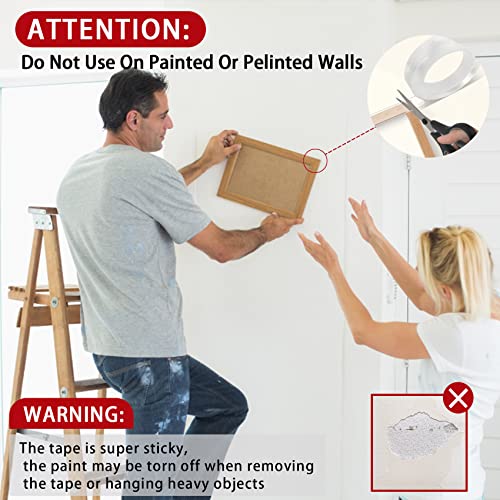 Heavy Duty Double Sided Mounting Tape, 1" x 198", Traceless and Removable Nano Tape for Outdoor and Indoor, Strong Adhesive Clear Two Sided Gel Grip Tape (16.4 FT) - size: 16.4ft