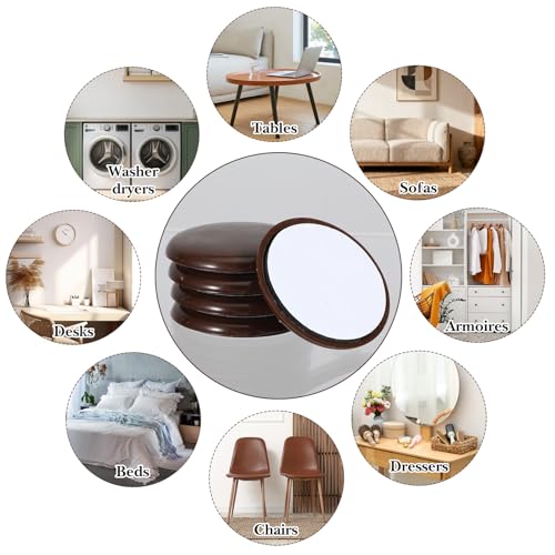 14pcs Furniture Sliders, 0.98/1.97 Inch Furniture Movers Self Adhesive Slides for Hardwood Floors, Self Adhesive Chair Gliders for Easy Moving On Carpet and Hardwood Floors (Brown)