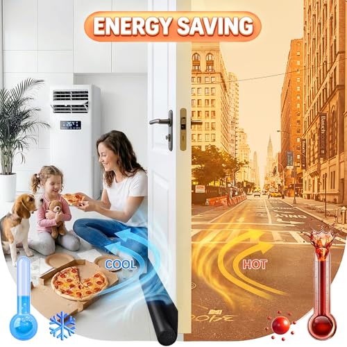 HomeProtect 32 inch Door Draft Stoppers, Adjustable Door Bottom Seals Keep Cold Air Out, Block Noise Light Odor Dust, Soundproof Door Sweep for Bottom of Door Suitable for Interior/Exterior, Black - color: Black, size: 32"