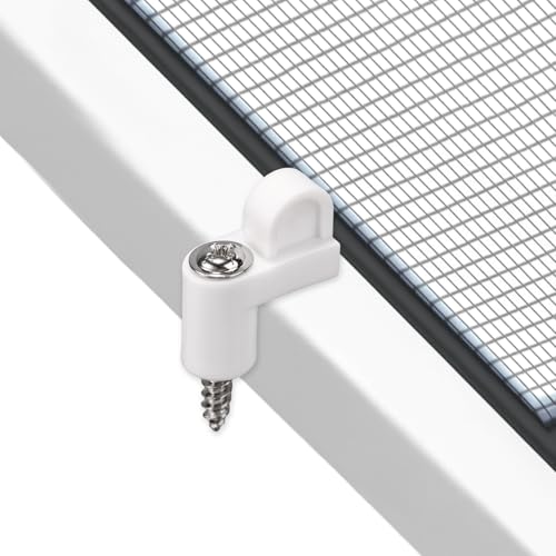 30pcs 3/8in Window Screen Clips, Nylon Offset Window Frame Corner Fastener with 30 Screws Winter Protective Shield Repair Kit Storm Panels & Hurricane Screen Door Retainer Tab Clips Tool Parts (White)