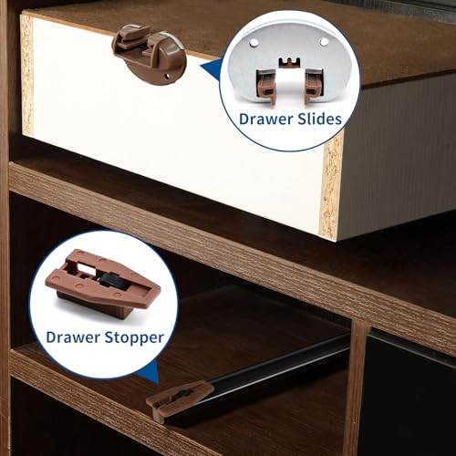 Surf turtle 5 Pack Drawer Slide Track Guide Glide, Compatible with Kenlin Rite-Trak II 168 Replacement Track, Center Mount Drawer Hardware for Dresser, Hutch, Nightstand - style: 5 Pack/With Metal Brackets
