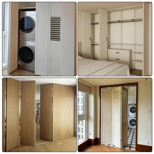 Bifold Door Hardware Kit with Track – Closet Door Repair Kit Fits 24"/36" Doors, Full Metal Track Set for Closet Doors