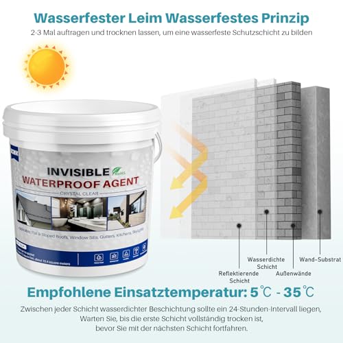 Transparent Waterproof Adhesive 8000g, Invisible Waterproof Agent Repair Leaks for Roofs, Gutters, Walls, Foundations; Indoor and Outdoor Water Proof Sealant Coating - size: 8000g