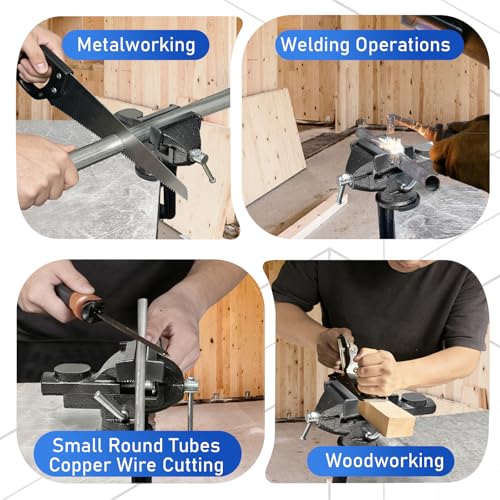 3.3 In Portable Bench Vise, 360° Swivel Base Clamp-On Table Vise – Multi-Purpose Tool for Golf Grip Kit, Woodworking, Crafting, Model Making, Metalworking & DIY - size: 3.3 in