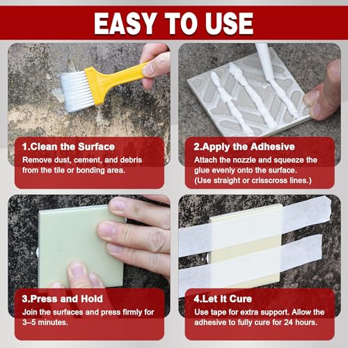 Heavy Duty Construction Adhesive, 8.8 oz Strong Cement Glue for Concrete, Tile, Wood, Stone, Walls, Floors & More – Waterproof Indoor/Outdoor Construction Glue