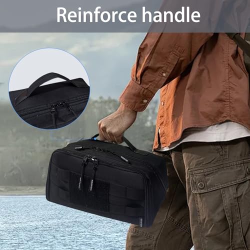 Tool Storage Bag,Portable Hand Tool Storage Organizer for Men, Tactical Range Bag with Anti-friction Bottom, Toolbag Organizer Multi-purpose Work Tote for Repairman, Carpenters, Handyman (Black)