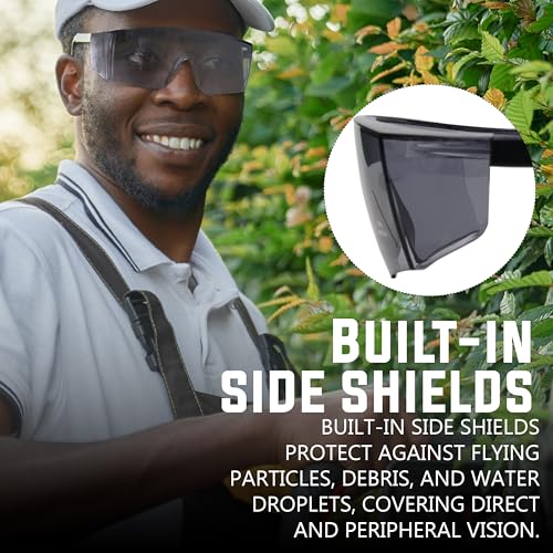 BISON LIFE Anti Fog Safety Glasses with Adjustable Temple & Side Protection, Wraparound Anti-Scratch Lens, Gray Lens & Black Temple, Mowing, Gardening, Outdoor Sports & More (Pack of 3) - color: Gray/Black