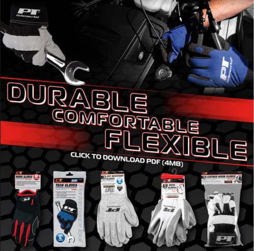 Performance Tool W89005 High Dexterity, Excellent Grip, Ideal for working on cars and outdoor jobs | Mechanics Gloves - Medium, Red