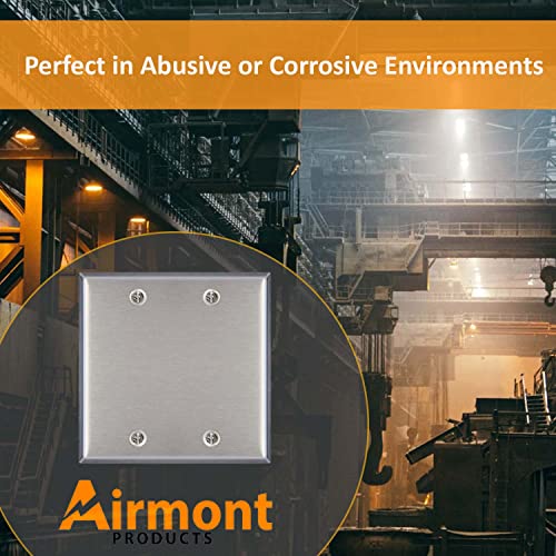 AP-10412, Stainless Steel Blank Wall Plate, 2 Gang Standard Size 4.50" x 4.57" Corrosion and Heat Resistant, Unbreakable Metal, Silver, Cover Unused Electrical Sockets or Switch Holes - size: 2 Gang