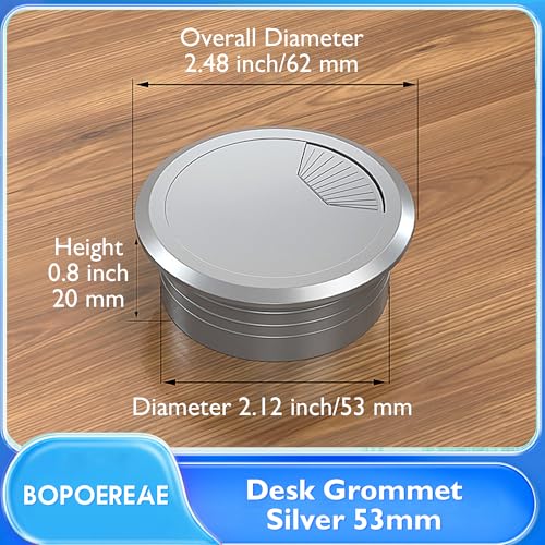Desk Grommet 2-1/16" (53 mm), Desk Cord Hole Cover, Cable Grommet ABS Plastic, Desk Hole Grommet for Office and Home Table Cable, Detachable Adjustable Cable Cord Organizer (Silvery4 Pcs) - size: 2-1/16" (53 mm), style: 4 pcs Silvery