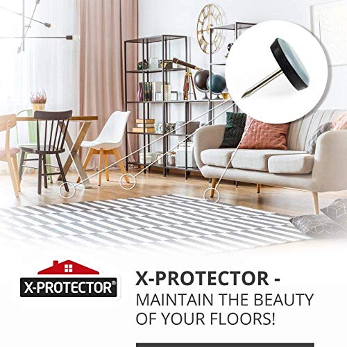 Chair Glides X-PROTECTOR – 1" Furniture Glides 40 pcs – Grey Nail-on Chair Sliders – Premium Chair Leg Floor Protectors – Slide Effortlessly with Chair Leg Pads That Protect Your Floor! - size: 1" 40 PCS Grey