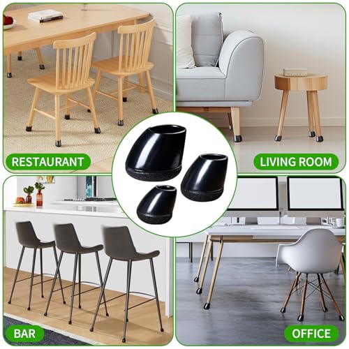 8 PCS Small Chair Leg Floor Protectors for Hardwood Floors, Round Silicone Caps with Felt Pads for 15-25° Slanted Legs, Chair Leg Covers to Protect Floors, Anti-Scratch & Noise(Black, Fit 0.55"-0.75") - size: S-8pcs-(fit:0.55"-0.75")-black