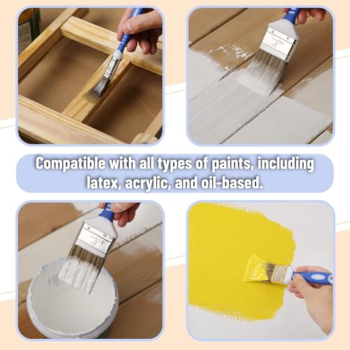 Bates- Paint Brushes for Walls, 0.5", 1", 1.5" & 2", 5 Pack, Synthetic Bristle, Shatterproof Handle, Stain Brush, Furniture Paint Brush, Wall Paint Brushes for Painting Walls, Painting Brush