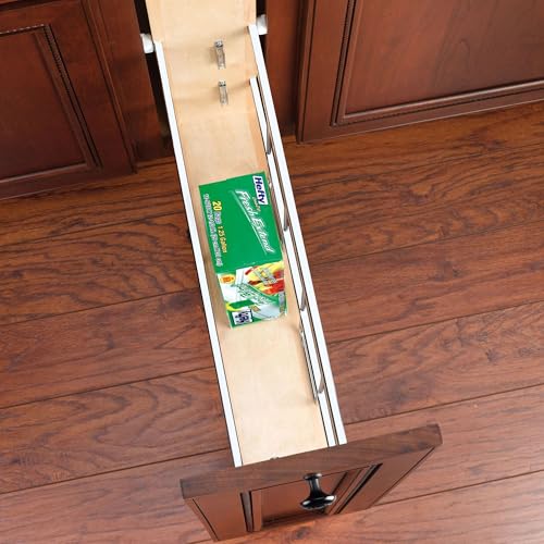 Rev-A-Shelf 8" Wooden Pullout Shelf Bakeware Organizer for Base Kitchen Cabinets with Soft Close and 100 Pound Ball-Bearings, 447-BCBBSC-8C - size: 8 Inches