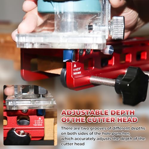 JOJOCY 1229 Hinge Jig Plus, Dual Clamping Door Hinges Mortiser Kit with Strike & Latch Templates, Self-Aligning Hinge Jig for 2.5” to 5.5” Hinges