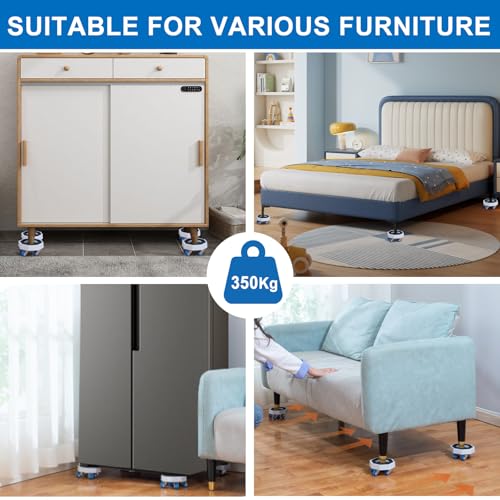 16pcs New Upgrade Furniture Movers with Wheels,360° Rotating Furniture Sliders for Sofa, Bed, Cabinet,Furniture Dolly Includes Storage Bag, Gloves, Extended Pry Bar,Non-Slip Pads