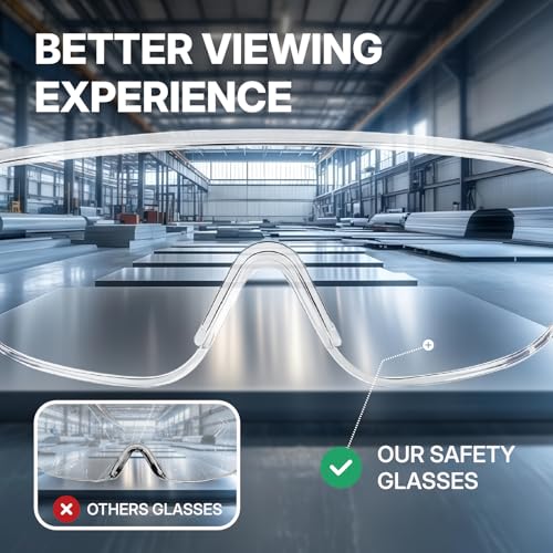 NORTHSKY Safety Glasses Over Eyeglasses, ANSI 87 Safety Goggles Over Glasses, Frameless, Clear Lens