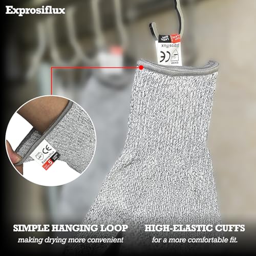 2-Pair Cut Resistant Work Gloves EN388 Level 5 - High Performance Protection, Food Safe & Machine Washable for Butcher, Kitchen, Woodworking, Light Handling & Packaging, Gray, Medium - size: Medium