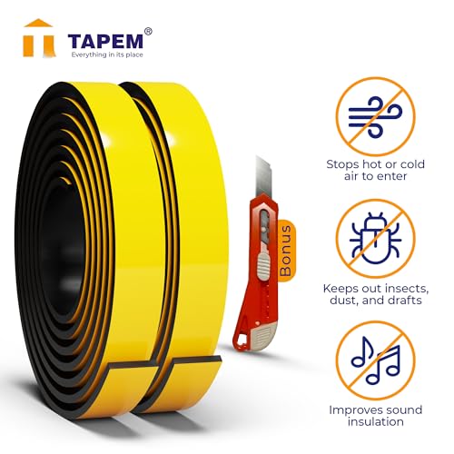 Weather Stripping Door Seal 20 ft - 2 Rolls 10' x 1" x 1/8" - Black Door Seal Strip - Neoprene Foam Tape - Premium Insulation Tape - Foam Insulation for Doors, Windows, Attic Access, Hatches!