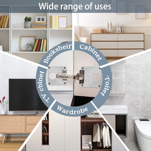 20 Pcs Cabinet Hinge Repair Plate, Stainless Steel Door Hinge Repair Plate Kit Metal Large Fix Board Replacement Kit with Screws for Kitchen Cabinet, Cupboard Doors and Furniture
