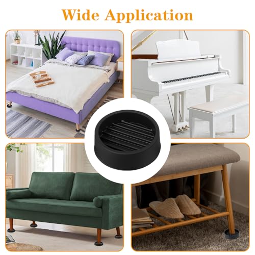 8 Pack Round Rubber Furniture Caster Cups, Non Slip Furniture Pads 1.5 x 1.5 Furnitures Gripper Anti Slide Floor Protector Rubber Furnitures Feet for Bed Couch Table Chair Stoppers(Black) - color: Black