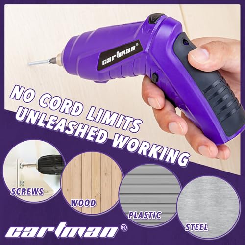 CARTMAN 149-piece Tool Set with Purple Cordless Screwdriver Essential Household Tool Box Hand Tool Kit - style: 149 PURPLE
