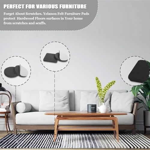Yelanon Felt Furniture Pads for Hardwood Floors -261 Pcs Premium Floor Protectors for Furniture, Felt Pads for Chair Legs, Black & Brown - size: 261 pcs Black & Brown