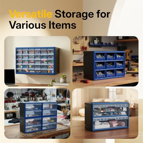 Northsky 9-Drawer Plastic Storage Drawers, Small Parts Organizer, Stackable Teacher Toolbox for Hardware, Screws, Nuts & Bolts, Stickers, Beads, Building Bricks, Garage Storage,14.17 × 7.09 × 9.45 - size: 9 Drawer & Blue