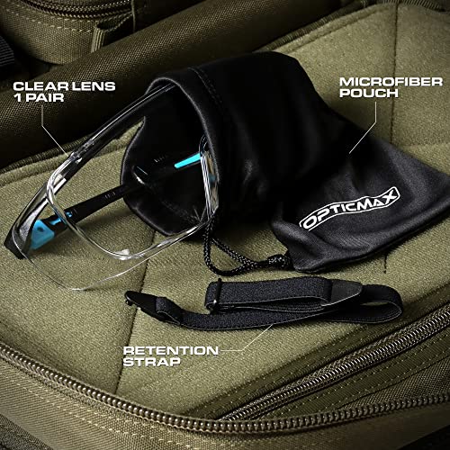 Glove Station Optic Max Safety Glasses Over Eyeglasses - Fits Over Your Prescription - Safety Glasses for Men and Women with Anti-Fog Coating, Wrap-Around Lenses, Adjustable Arms and Side Shields - color: Clear, size: Over The Glasses