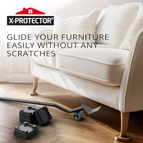 Furniture Sliders for Carpet & Furniture Lifter - 24 pcs 2” Sliders & Premium Furniture Jack Lifter with Adjustable Height - Easy Move and Lift Furniture