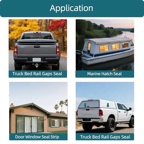 Truck Cap Seal - EPDM Rubber Topper Weather Stripping with Adhesive (2" W x 0.25" H x 25' L) | Camper Shell/Canopy/Tailgate Seal - size: 25Feet